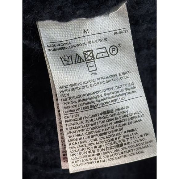 Banana Republic Blue Cable Knit Cropped Sweater Classic Crew Neck PulloverM wool - Picture 5 of 6